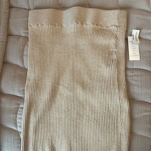 Pink Rose Beige Ribbed Pencil Skirt